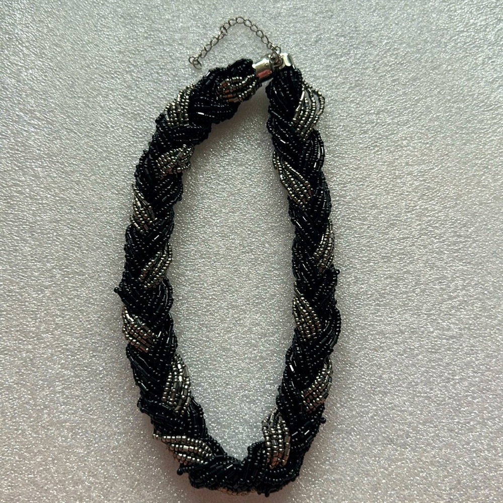Black and  Silver Beaded Necklace